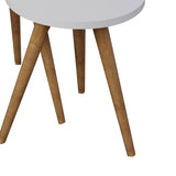 Mese laterale set Perjene de 3 bucati si lemn, Alb - Natural, 37x37 cm - Alb