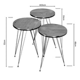 Măsuțe laterale Wakmi, Set 3 piese, 33x33x55 cm - Stejar