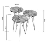 Măsuțe laterale Wakmi, Set 3 piese, 33x33x55 cm - Gri