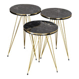 Măsuțe laterale Wakmi, Set 3 piese, 33x33x55 cm - Auriu