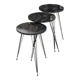 Măsuțe laterale Wakmi, Set 3 piese, 33x33x55 cm - Negru