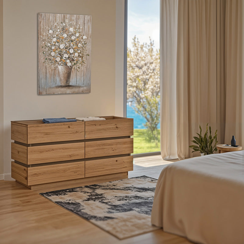 Comoda Sonlen, MDF si melamina, 120x40x72 cm - Stejar