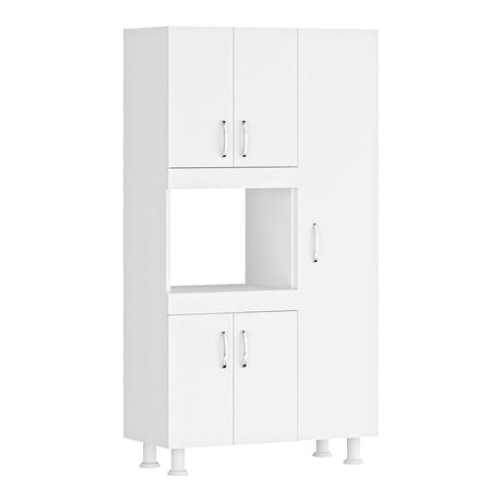 Mobila de bucatarie Defne cu loc de microunde, 5 usi, alb, 89x38x160 cm