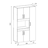 Mobila de bucatarie Defne cu loc de microunde, 5 usi, alb, 89x38x160 cm
