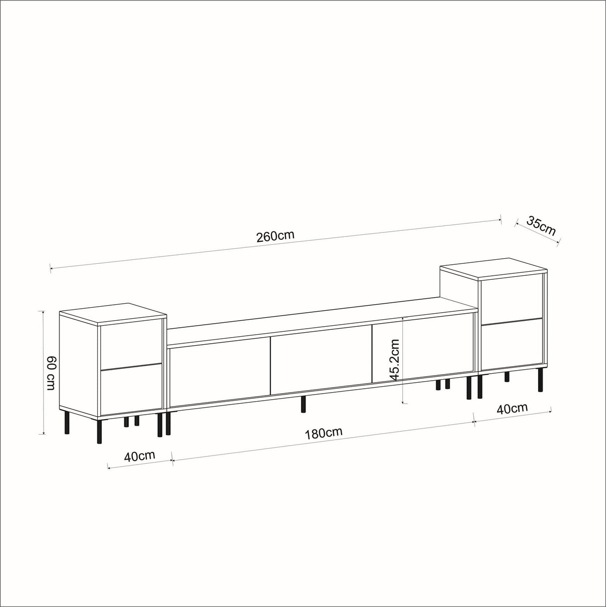Comoda Tv Imag, Marmura, Alb, 180x35x45.2 cm - Alb