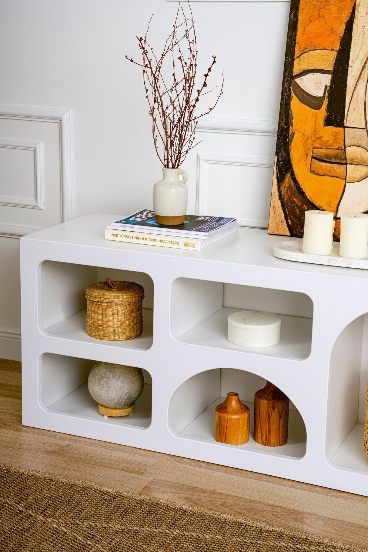 Mobila Lorin, Alb - Antracit, 160x40x51 cm