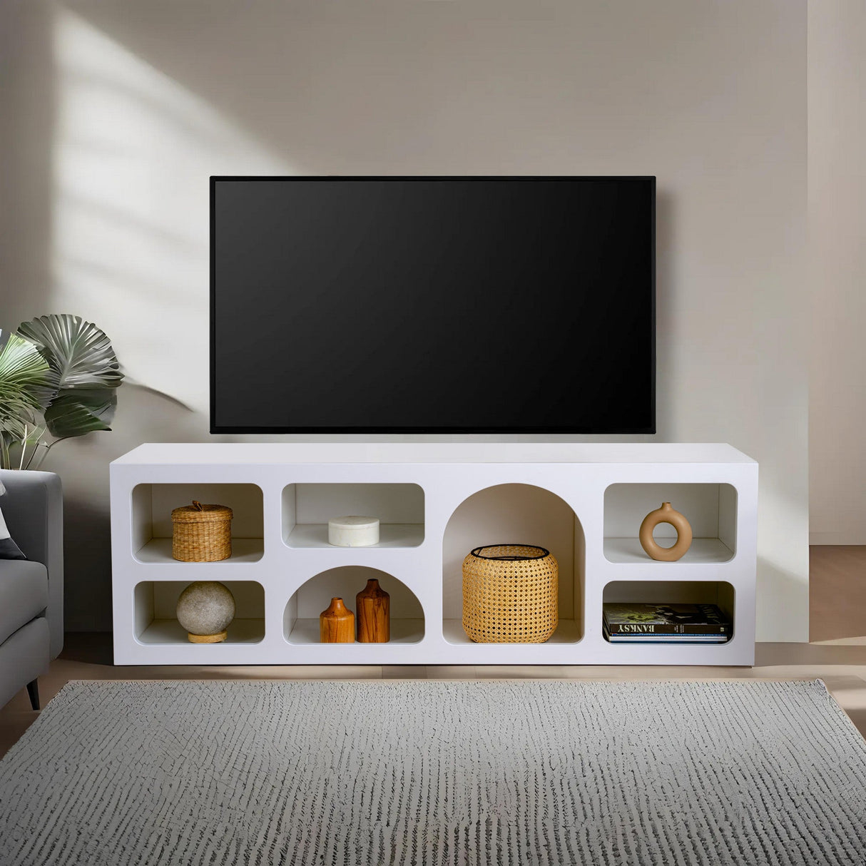 Mobila Lorin, Alb - Antracit, 160x40x51 cm