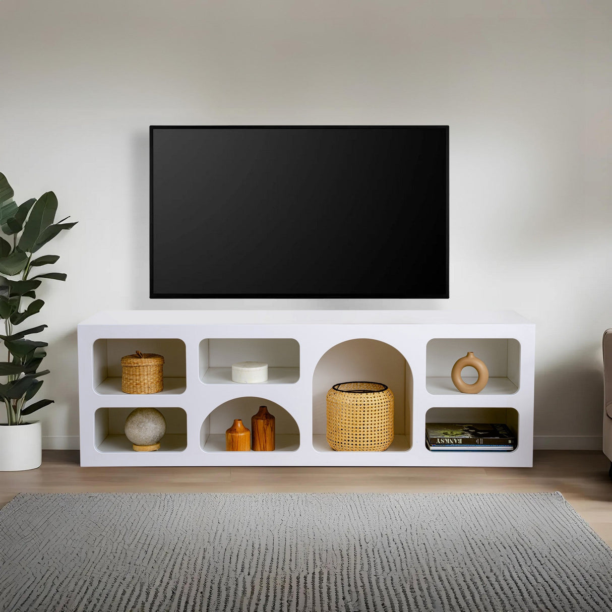 Mobila Lorin, Alb - Antracit, 160x40x51 cm