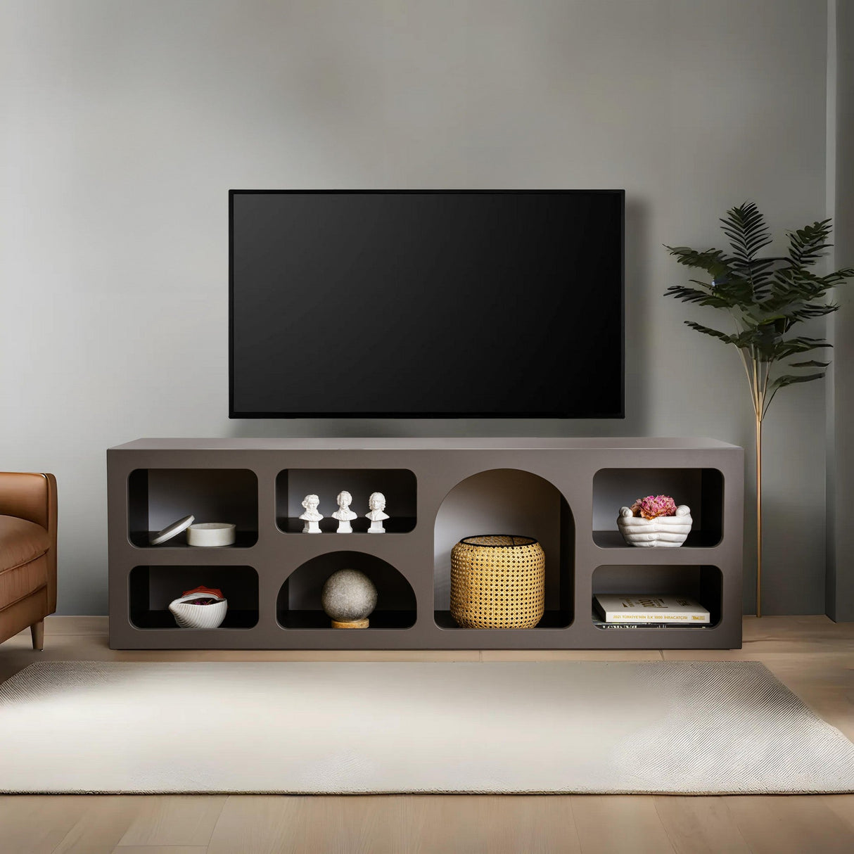 Mobila Lorin, Alb - Antracit, 160x40x51 cm