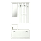 Mobilier de hol cu oglindă Jentia, Diverse culori, 100x24x186 cm - Alb | SKU: 431-000001 | Mobilier de hol cu oglindă Jentia, 100x24x186 cm, varianta Alb, produs pentru amenajarea locuinței, disponibil online în România la CasaMob