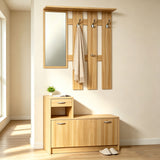 Mobilier de hol cu oglindă Jentia, Diverse culori, 100x24x186 cm - Stejar | SKU: 431-000002 | Mobilier de hol cu oglindă Jentia, 100x24x186 cm, varianta Stejar, produs pentru amenajarea locuinței, disponibil online în România la CasaMob