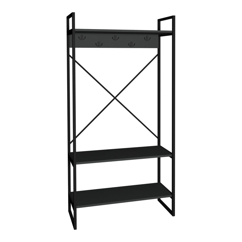 Mobilier de hol cu suport metalic Levento, Metal și Lemn, 88x34x180 cm, imagine suplimentara