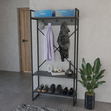 Mobilier de hol cu suport metalic Levento, Metal și Lemn, 88x34x180 cm