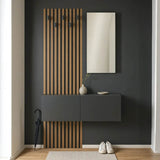 Mobilier de intrare Arika cu oglinda si riflaj, 100x37x199 cm - Mobilier de intrare Arika cu oglinda si riflaj, 100x37x199 cm
