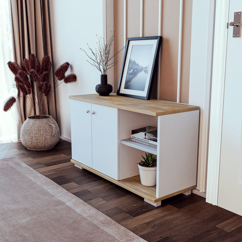 Mobilier de intrare Deril, alb-Sonoma, 90x33x52 cm