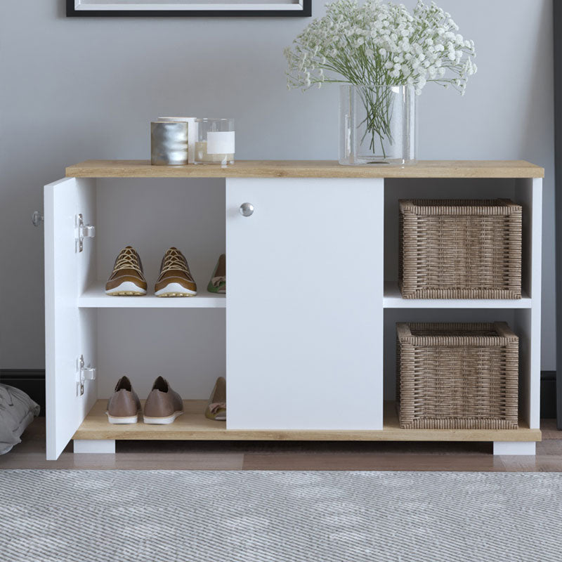 Mobilier de intrare Deril, alb-Sonoma, 90x33x52 cm