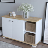 Mobilier de intrare Deril, alb-Sonoma, 90x33x52 cm