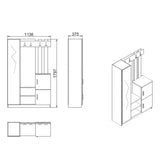 Mobilier de intrare Saron cu oglinda, 113x35x180 cm - Alb