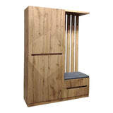 Mobilier de intrare Zomie, Lemn de Stejar, 131x41x180 cm