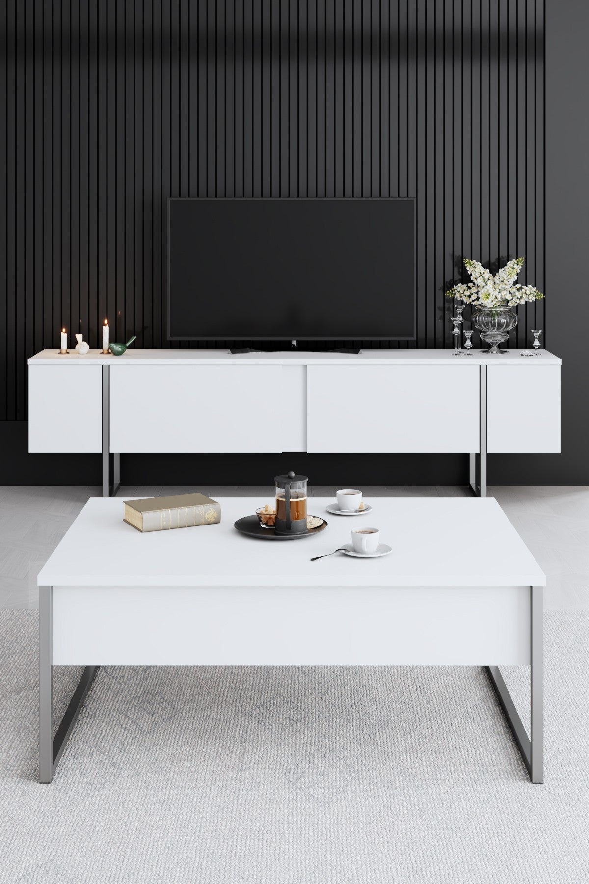 Mobilier de Lux, Anthracite Silver - White Silver, 90x60 cm - White
Silver