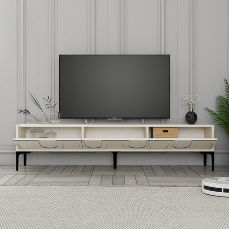 Mobilier Lyon 42, Crem - White Black, 180x35 cm