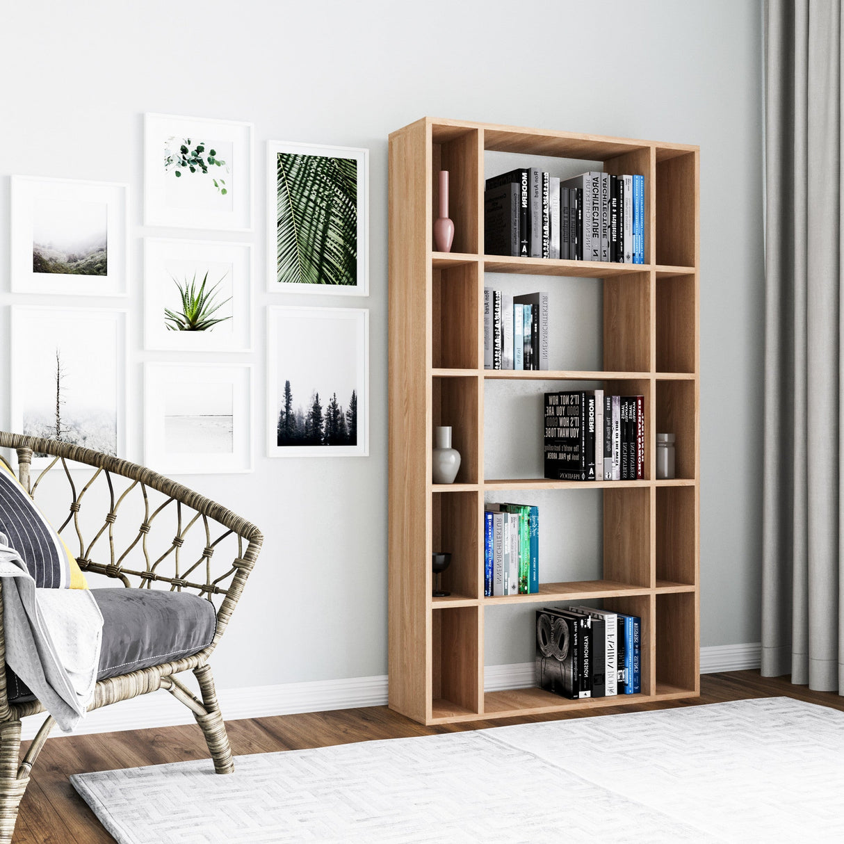 Mobilier Sanborn, Stejar - Alb, 90x25 cm - Stejar