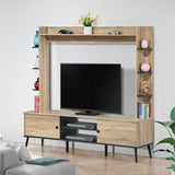 Mobilier TV cu functie de depozitare Zezan, Lemn/metal, Sonoma-Gri închis, 182x40x162 cm