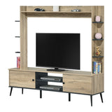 Mobilier TV cu functie de depozitare Zezan, Lemn/metal, Sonoma-Gri închis, 182x40x162 cm