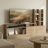 Comoda TV Seruno, Alb - Stejar, 170x25x100 cm - Stejar