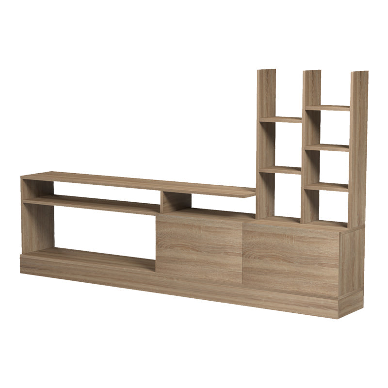 Comoda TV Seruno, Alb - Stejar, 170x25x100 cm - Stejar