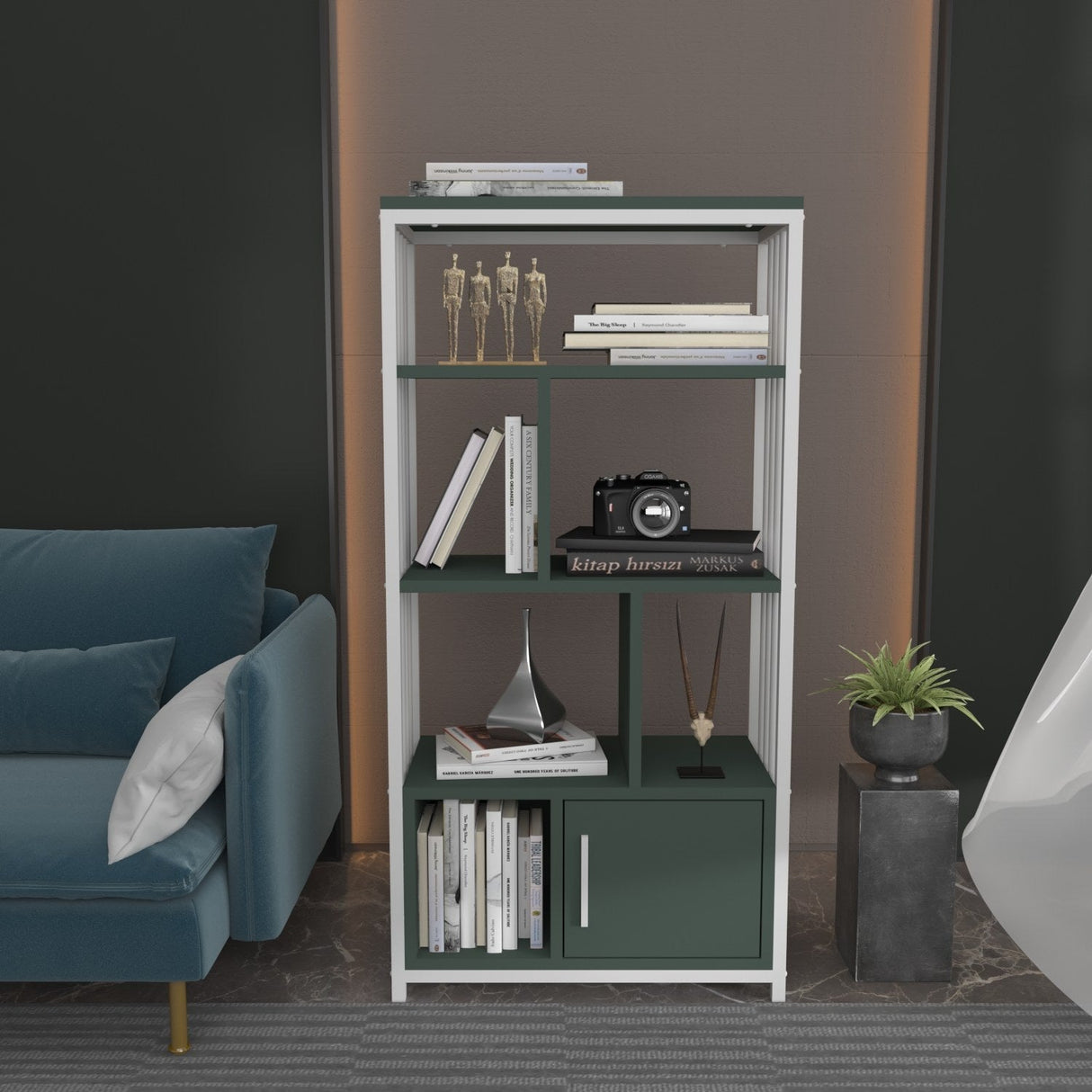 Mobilier Valero, Alb - Negru, 60x30 cm - Mobilier Valero, Alb - Negru, 60x30 cm