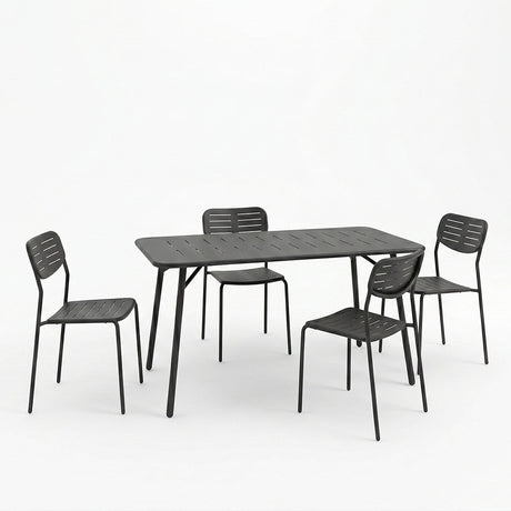 Moraja Deraby Ι set 5 piese negru metal, 140x80x72 cm