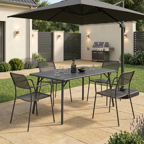 Moraja Federal set 5 piese negru metal, 140x80x72 cm