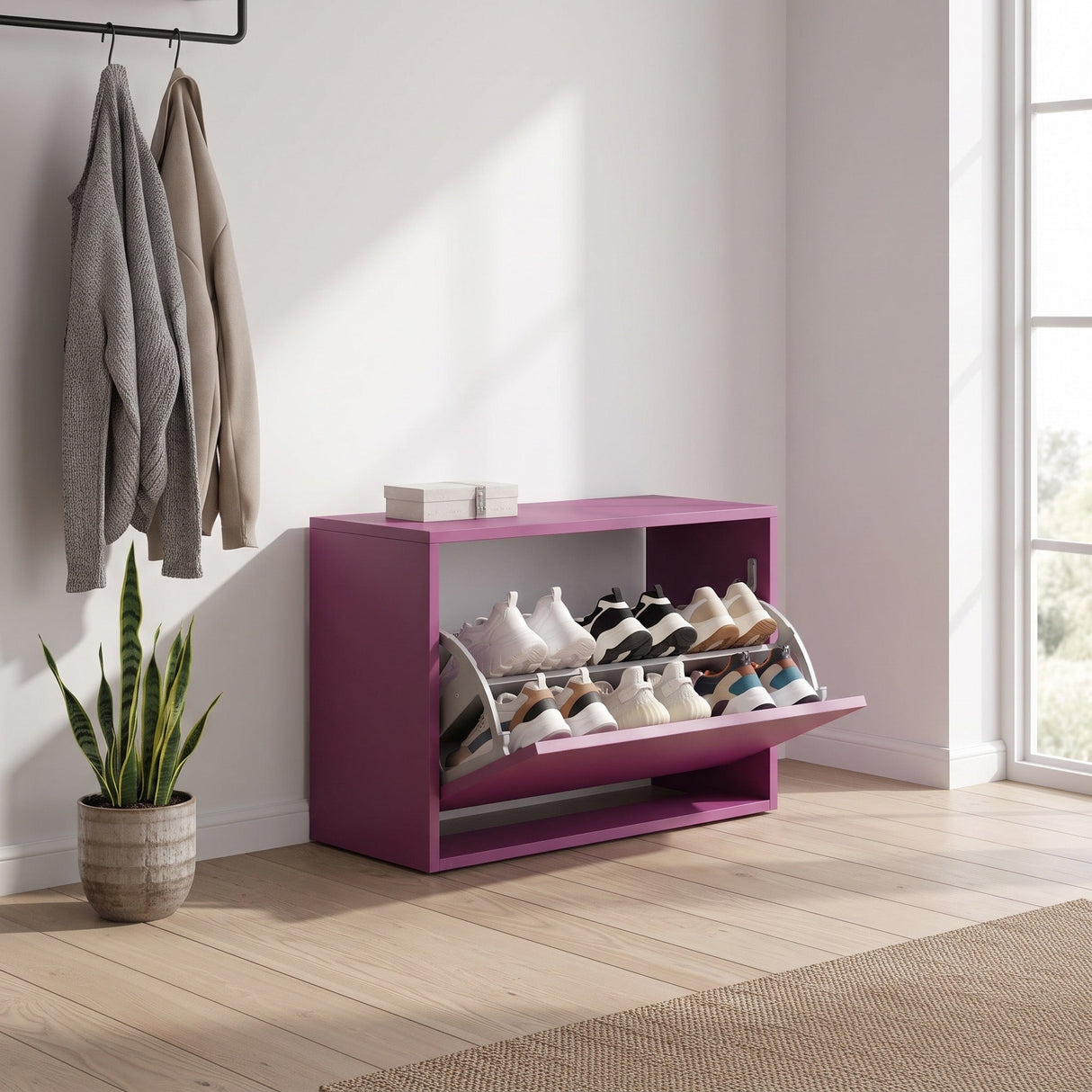 Pantofar Băncuță SHC-110-BB-1 Home Collection®, cu Șezut, 6 Perechi, 60x42x30 cm - Mov | SKU: SHC-110-BB-1, SHC-110-TT-1, SHC-110-UU-1, SHC-110-TA-1, SHC-110-OO-1, SHC-110-OA-1, SHC-110-KK-1, SHC-110-HH-1, SHC-110-YY-1