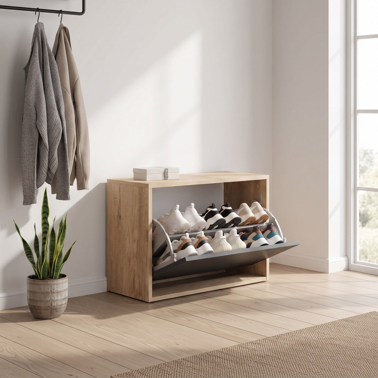 Pantofar Băncuță SHC-110-BB-1 Home Collection®, cu Șezut, 6 Perechi, 60x42x30 cm - Natur | SKU: SHC-110-TA-1