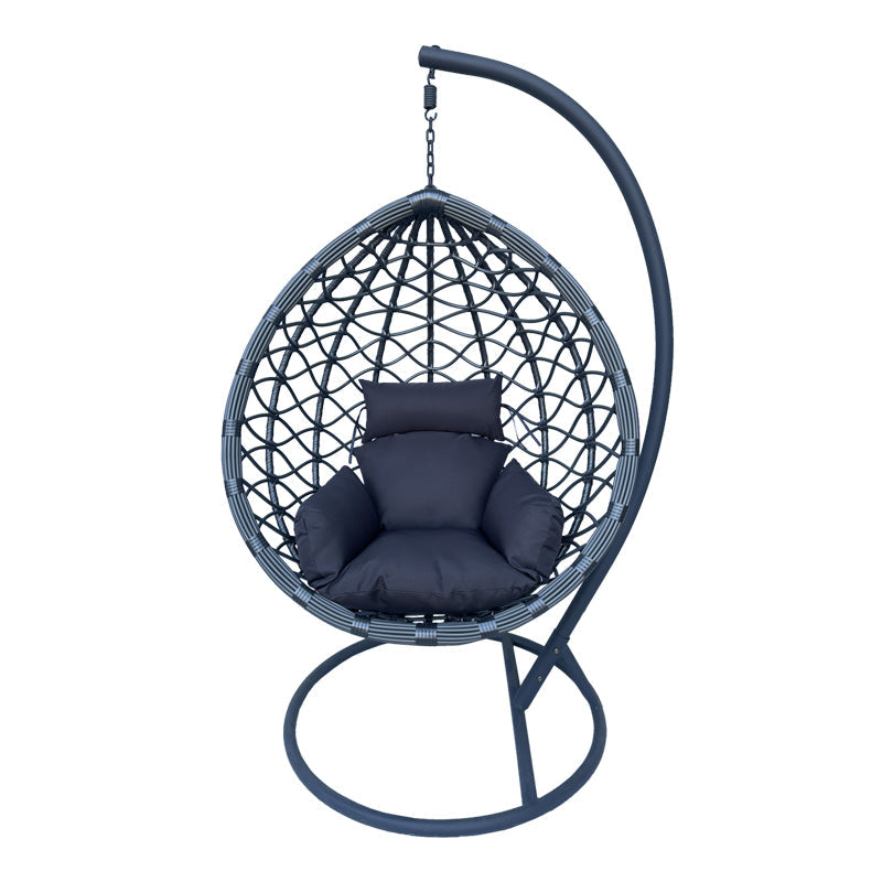 Cuib de leagan Lyere, Metal si ratan PE, 120x108x195 cm - Gri
