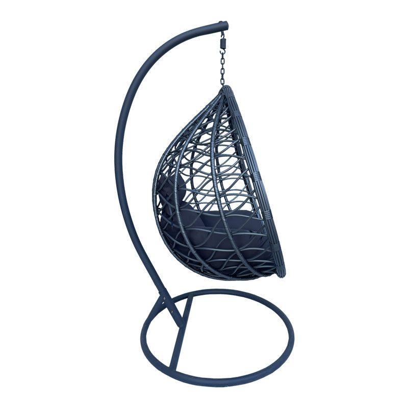 Cuib de leagan Lyere, Metal si ratan PE, 120x108x195 cm - Gri