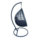 Cuib de leagan Lyere, Metal si ratan PE, 120x108x195 cm - Gri