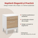 Noptiera KMD-1411-MB-1 Home Collection® London, 2 sertare, Alb, 45x60x40 cm