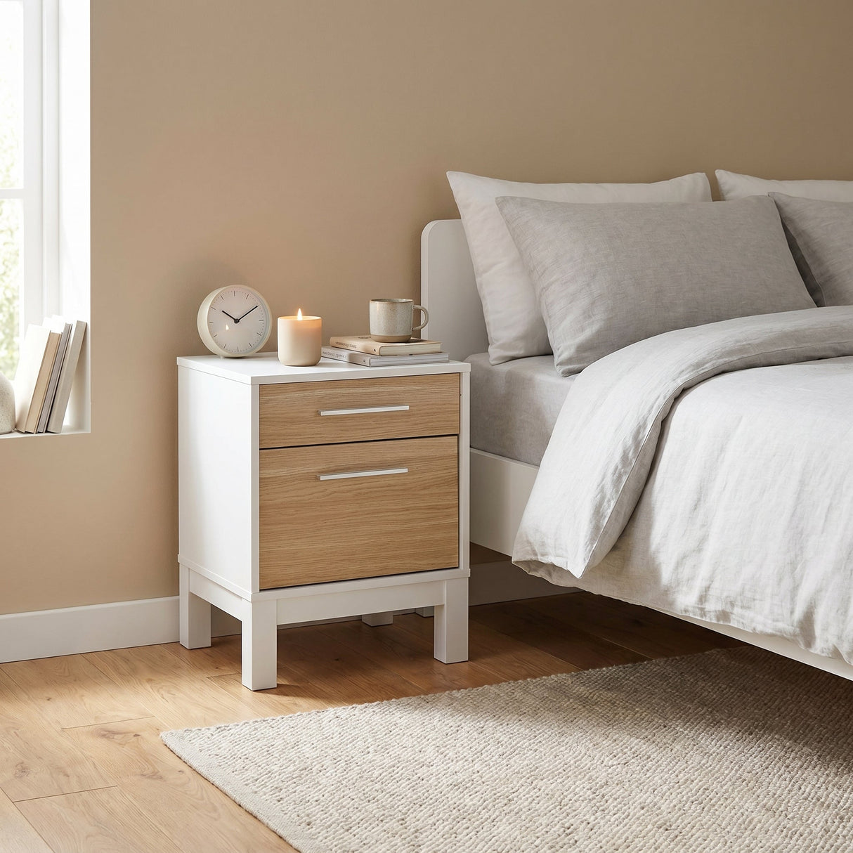 Noptiera KMD-1411-MB-1 Home Collection® London, 2 sertare, Alb, 45x60x40 cm