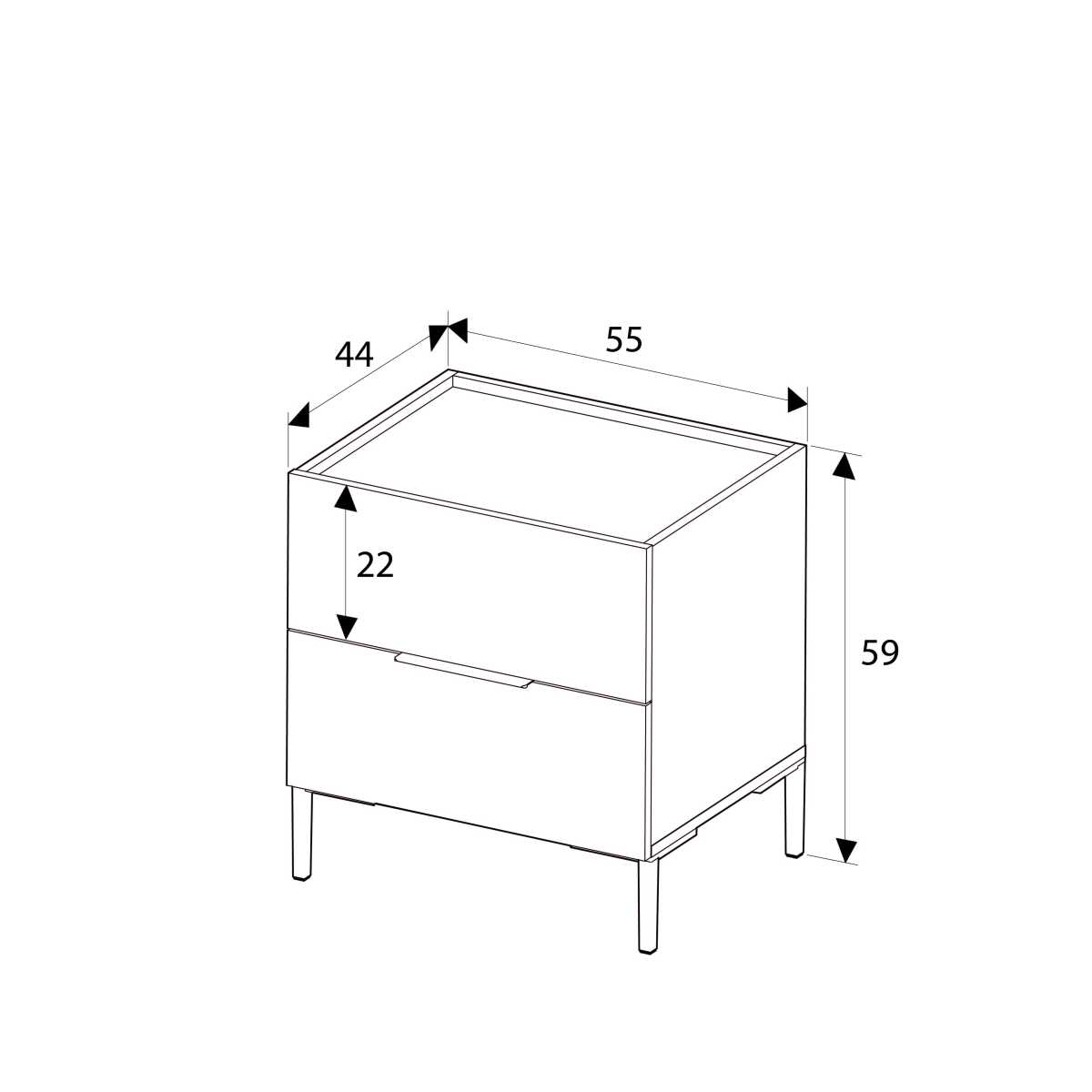 Noptiera KMD-1720-DD-1 Home Collection® Oryana, 2 sertare, Alb - Nuc, 55x59x44 cm - Nuc | SKU: KMD-1720-DD-1, KMD-1720-OO-1, KMD-1720-FF-1