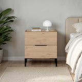 Noptiera KMD-1720-DD-1 Home Collection® Oryana, 2 sertare, Alb - Nuc, 55x59x44 cm - Stejar | SKU: KMD-1720-FF-1