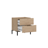 Noptiera KMD-1720-DD-1 Home Collection® Oryana, 2 sertare, Alb - Nuc, 55x59x44 cm - Stejar | SKU: KMD-1720-FF-1