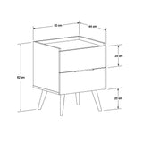 Noptiera KMD-1720-DD-1 Home Collection® Oryana, 2 sertare, Alb - Nuc, 55x59x44 cm - Stejar | SKU: KMD-1720-FF-1