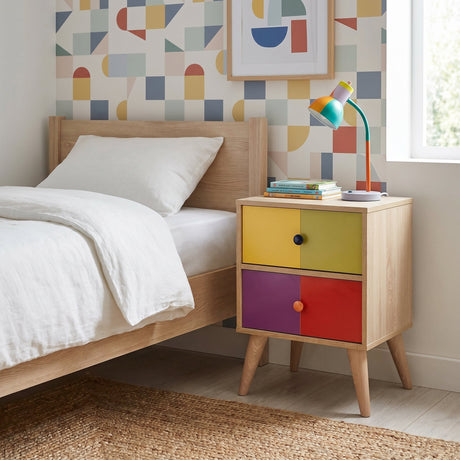 Noptiera KMD-920-SX-1 Home Collection® Rainbow, 2 sertare, Rainbow, Multicolor, 44x66x44 cm