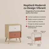 Noptiera TKM-920-FX-1 Home Collection® Tiffany, 2 sertare, Multicolor, 44x61x44 cm