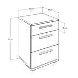 Noptiera KMD-530-BB-1 Home Collection® Trendline, 3 sertare, 40x57x39 cm - Alb | SKU: KMD-530-BB-1, KMD-530-OO-1, KMD-530-TT-1, KMD-530-SS-1