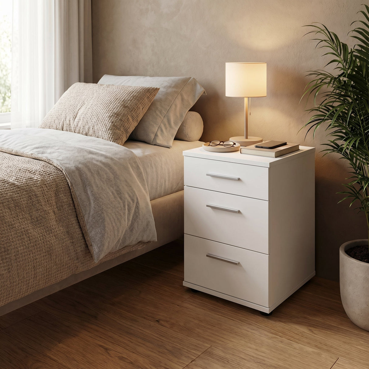 Noptiera KMD-530-BB-1 Home Collection® Trendline, 3 sertare, 40x57x39 cm - Alb | SKU: KMD-530-BB-1