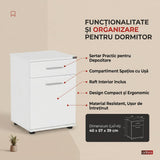Noptiera KMD-511-BB-1 Home Collection® Trendline, Alb - Maro, 40x57x39 cm - Alb | SKU: KMD-511-BB-1, KMD-511-OO-1