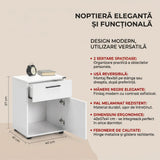 Noptiera KMD-611-BB-1 Home Collection® White, 2 sertare, Usa reversibila, Alb, 40x57x41 cm - Alb | SKU: KMD-611-BB-1, KMD-611-FF-1